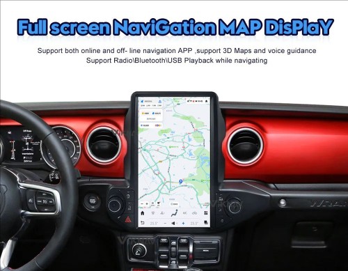 VIKNAV 13.6 Inch Android Car Radio Tesla Style For Jeep Wrangler 2018-2021 Multimedia Player GPS Navigation Carplay Head Unit (128GB)
