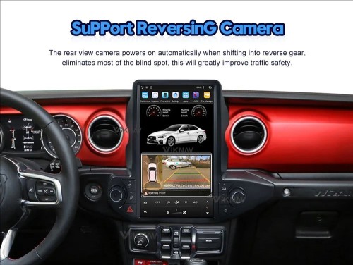 VIKNAV 13.6 Inch Android Car Radio Tesla Style For Jeep Wrangler 2018-2021 Multimedia Player GPS Navigation Carplay Head Unit (128GB)