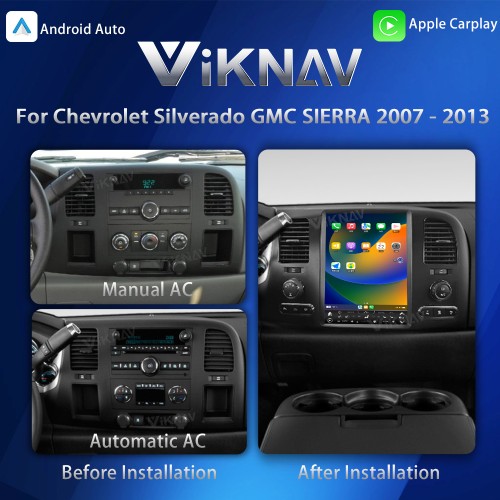Viknav Car radio For Chevrolet Silverado GMC SIERRA 2007 - 2013 Vertical Screen 12.1 INCH Car Stereo DVD player GPS Navigation Head UNIT （128gb)