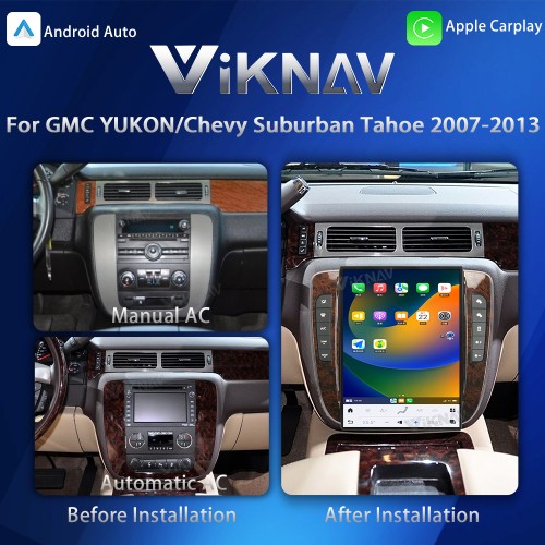 Viknav Upgrade 13.8 Inch Android Car Radio For GMC YUKON/Chevy Suburban Tahoe 2007-2013 Carplay GPS Navigation Multimedia Stereo Video Player(128GB)