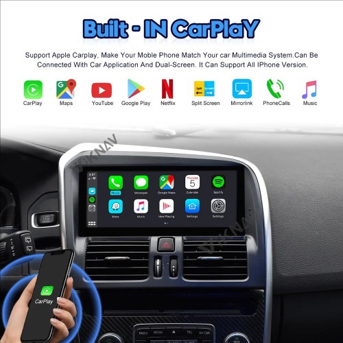 VIKNAV For Volvo XC60 2009-2017 LHD Car Radio Android Auto Audio Multimedia Player GPS Navigation Tape Recorder 2 Din Autoradio HD Screen(128GB)