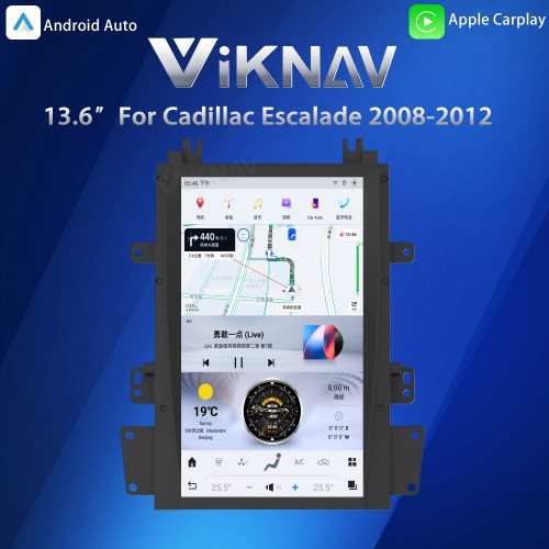 VIKNAV Touch Screen GPS Navigation For Cadillac Escalade 2008-2012 Wireless Carplay And Android Auto Car Radio Multimedia Player(128GB)