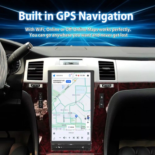 VIKNAV Touch Screen GPS Navigation For Cadillac Escalade 2008-2012 Wireless Carplay And Android Auto Car Radio Multimedia Player(128GB)