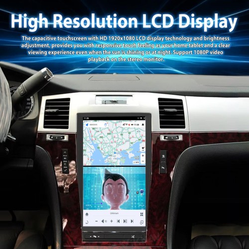 VIKNAV Touch Screen GPS Navigation For Cadillac Escalade 2008-2012 Wireless Carplay And Android Auto Car Radio Multimedia Player(128GB)