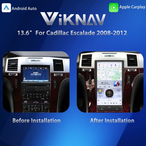 VIKNAV Touch Screen GPS Navigation For Cadillac Escalade 2008-2012 Wireless Carplay And Android Auto Car Radio Multimedia Player(128GB)