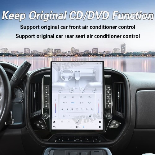 Viknav 15.6 Inch Car Radio For Chevrolet Silverado / GMC SIERRA 2014-2018 HD Touch Screen Android Head Unit Wirless Carplay GPS Navigation Player Autoradio (black 128GB)