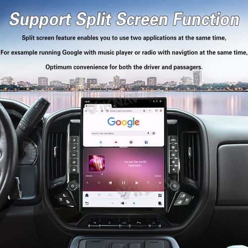 Viknav 15.6 Inch Car Radio For Chevrolet Silverado / GMC SIERRA 2014-2018 HD Touch Screen Android Head Unit Wirless Carplay GPS Navigation Player Autoradio (black 128GB)