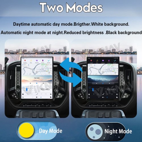 Viknav 15.6 Inch Car Radio For Chevrolet Silverado / GMC SIERRA 2014-2018 HD Touch Screen Android Head Unit Wirless Carplay GPS Navigation Player Autoradio (black 128GB)
