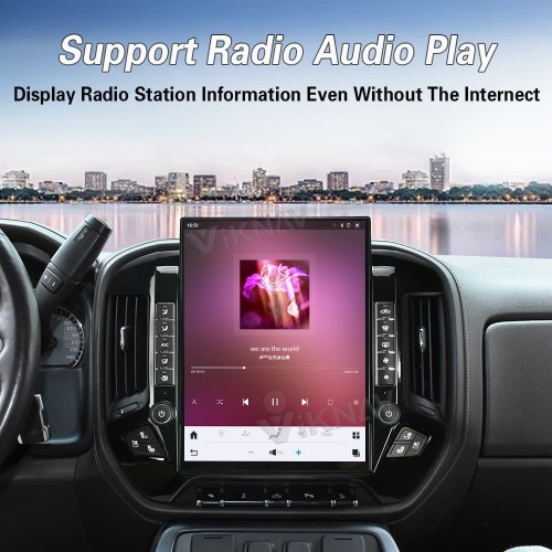 Viknav 15.6 Inch Car Radio For Chevrolet Silverado / GMC SIERRA 2014-2018 HD Touch Screen Android Head Unit Wirless Carplay GPS Navigation Player Autoradio (black 128GB)