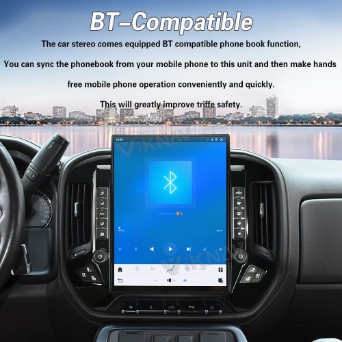 Viknav 15.6 Inch Car Radio For Chevrolet Silverado / GMC SIERRA 2014-2018 HD Touch Screen Android Head Unit Wirless Carplay GPS Navigation Player Autoradio (black 128GB)