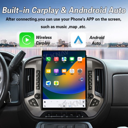 Viknav 15.6 inch Large Screen Car Radio For Chevrolet Silverado / GMC SIERRA 2014-2018 Android Head Unit Wireless Carpaly GPS Navigation Multimedia Player Autoradio(silvery 128GB)