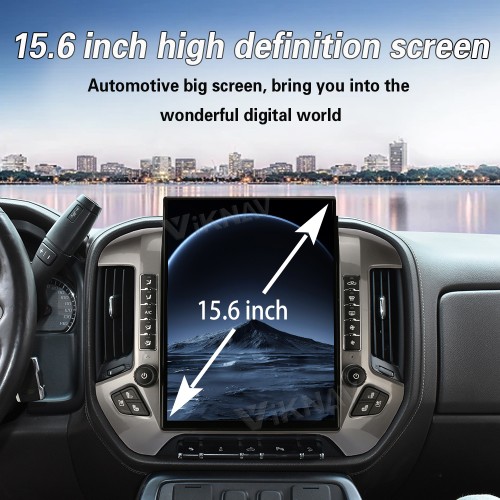 Viknav 15.6 inch Large Screen Car Radio For Chevrolet Silverado / GMC SIERRA 2014-2018 Android Head Unit Wireless Carpaly GPS Navigation Multimedia Player Autoradio(silvery 128GB)