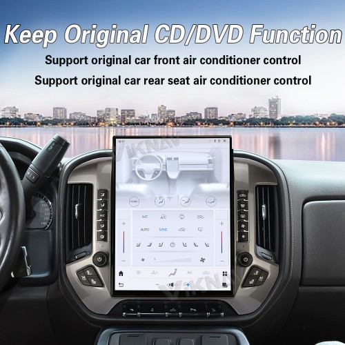Viknav 15.6 inch Large Screen Car Radio For Chevrolet Silverado / GMC SIERRA 2014-2018 Android Head Unit Wireless Carpaly GPS Navigation Multimedia Player Autoradio(silvery 128GB)