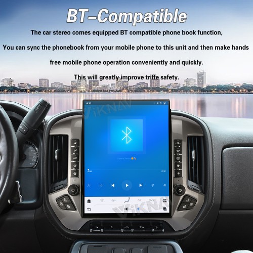 Viknav 15.6 inch Large Screen Car Radio For Chevrolet Silverado / GMC SIERRA 2014-2018 Android Head Unit Wireless Carpaly GPS Navigation Multimedia Player Autoradio(silvery 128GB)