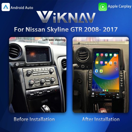 Viknav 13.6 Inch Car Radio For Nissan Skyline GTR 2008- 2017 HD Touch Screen Android Head Unit Wirless Carplay GPS Navigation Player Autoradio (LHD)