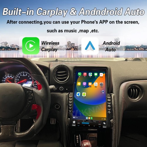 Viknav 13.6 Inch Car Radio For Nissan Skyline GTR 2008- 2017 HD Touch Screen Android Head Unit Wirless Carplay GPS Navigation Player Autoradio (LHD)