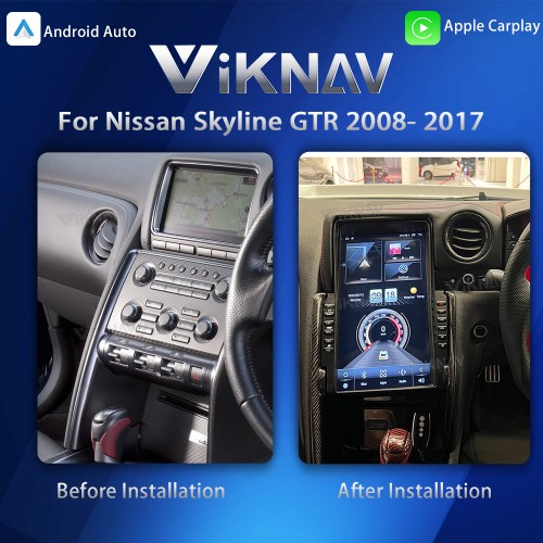 Viknav 13.6 Inch Car Radio For Nissan Skyline GTR 2008- 2017 HD Touch Screen Android Head Unit Wirless Carplay GPS Navigation Player Autoradio (RHD)