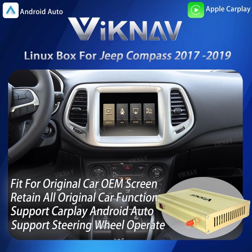 Viknav Linux System Interface Box For Jeep Compass 2017-2019 Wireless Apple CarPlay Android Auto Stereo Only Support Original Car Screen