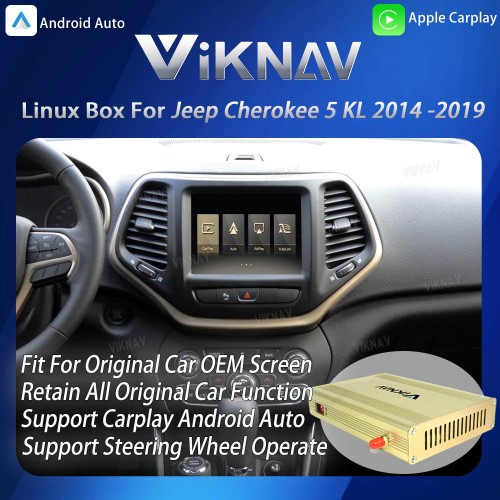 Viknav Linux System Interface Box For Jeep Cherokee 2014-2019 Wireless Apple CarPlay Android Auto Stereo Only Support Original Car Screen