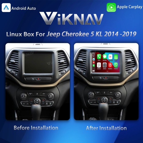 Viknav Linux System Interface Box For Jeep Cherokee 2014-2019 Wireless Apple CarPlay Android Auto Stereo Only Support Original Car Screen