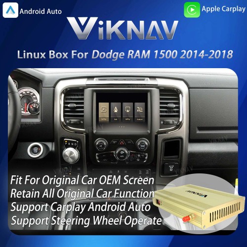 Viknav Linux System Interface Box For Dodge RAM 1500 2014-2018 Wireless Apple CarPlay Android Auto Stereo Only Support Original Car Screen