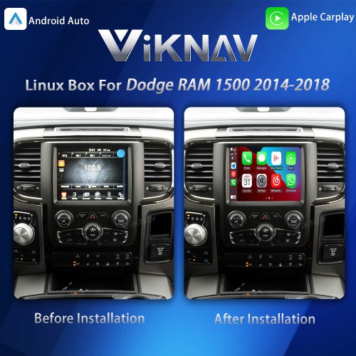 Viknav Linux System Interface Box For Dodge RAM 1500 2014-2018 Wireless Apple CarPlay Android Auto Stereo Only Support Original Car Screen