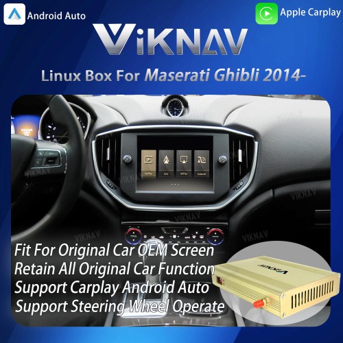 Viknav Linux System Interface Box For Maserati Ghibli 2014 Wireless Apple CarPlay Android Auto Stereo Only Support Original Car Screen