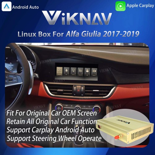 Viknav Linux System Interface Box For Alfa Giulia 2017-2019 Wireless Apple CarPlay Android Auto Stereo Only Support Original Car Screen
