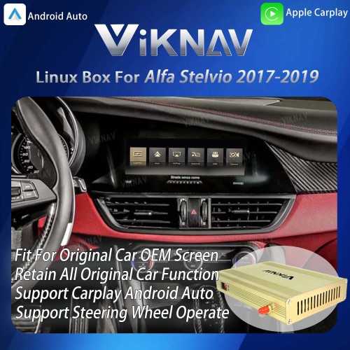 Viknav Linux System Interface Box For Alfa Stelvio 2017-2019 Wireless Apple CarPlay Android Auto Stereo Only Support Original Car Screen
