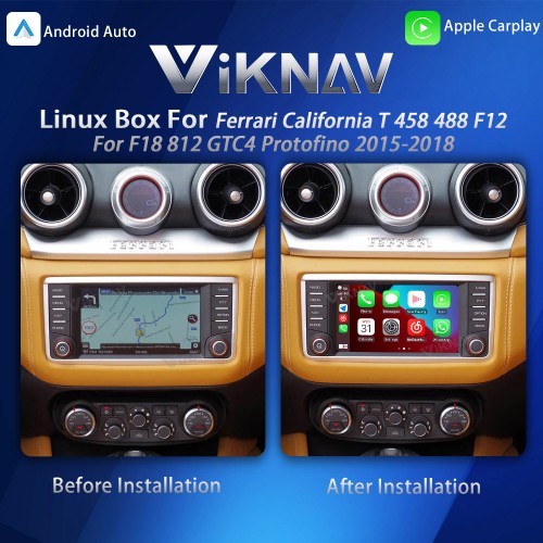 Viknav Linux System Interface Box For Ferrari California T 458 488 F12 F8 812 Praotofino GTC4 2015-2018 Wireless Apple CarPlay Android Auto Stereo Only Support Original Car Screen