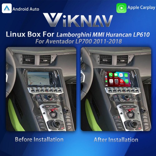 Viknav Linux System Interface Box For Lamborghini MMI Hurancan LP610/Aventador LP700 2011-2018 Wireless Apple CarPlay Android Auto Stereo Only Support Original Car Screen