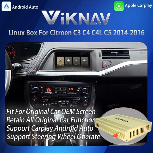 Viknav Linux System Interface Box For Citroen C3 C4 C4L C5 2014-2016 Wireless Apple CarPlay Android Auto Stereo Only Support Original Car Screen