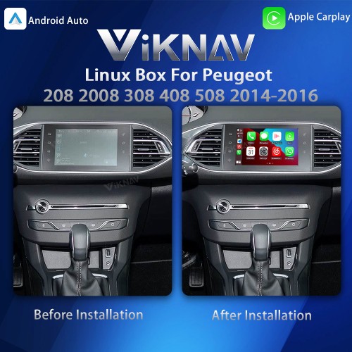 Viknav Linux System Interface Box For Peugeot 208 2008 308 408 508 2014-2016 Wireless Apple CarPlay Android Auto Stereo Only Support Original Car Screen