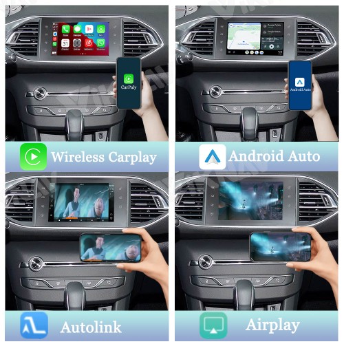 Viknav Linux System Interface Box For Peugeot 208 2008 308 408 508 2014-2016 Wireless Apple CarPlay Android Auto Stereo Only Support Original Car Screen