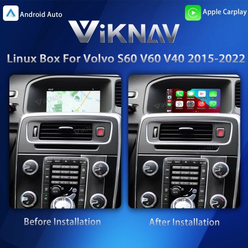 Viknav Linux System Interface Box For Volvo S60 V60 V40 2015-2022 Wireless Apple CarPlay Android Auto Stereo Only Support Original Car Screen