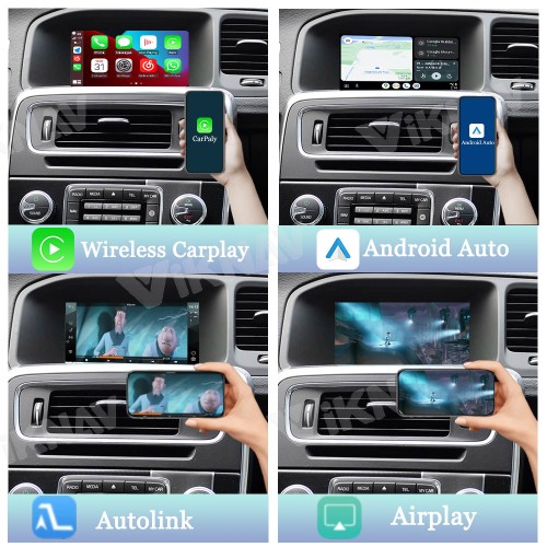 Viknav Linux System Interface Box For Volvo S60 V60 V40 2015-2022 Wireless Apple CarPlay Android Auto Stereo Only Support Original Car Screen
