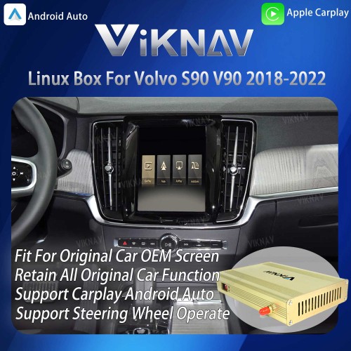 Viknav Linux System Interface Box For Volvo  S90 V90 2018-2022 Wireless Apple CarPlay Android Auto Stereo Only Support Original Car Screen