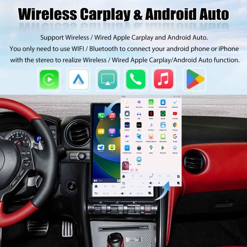 Viknav 14.4 Inch Car Radio For Nissan GTR 2008-2015 Upgrade Touch Screen Wirless Carplay Android Auto GPS Navigation Multimedia Player Autoradio Head Unit