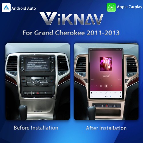 Viknav 14.4 Inch Car Radio For Jeep Grand Cherokee 2011-2013 Upgrade Touch Screen Wirless Carplay Android Auto GPS Navigation Multimedia Player Autoradio Head Unit