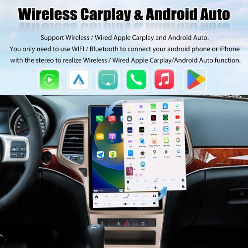 Viknav 14.4 Inch Car Radio For Jeep Grand Cherokee 2011-2013 Upgrade Touch Screen Wirless Carplay Android Auto GPS Navigation Multimedia Player Autoradio Head Unit