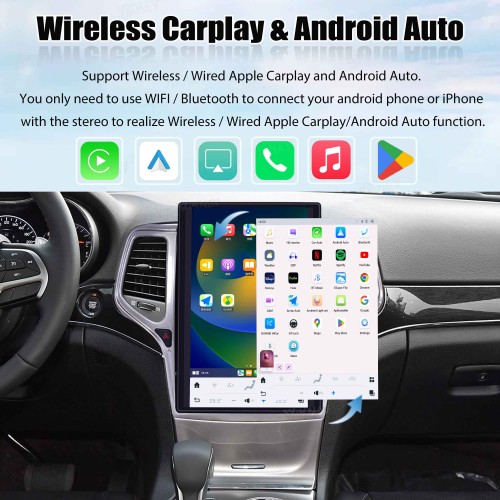 Viknav 14.4 Inch Car Radio For Jeep Grand Cherokee 2014-2020 Upgrade Touch Screen Wirless Carplay Android Auto GPS Navigation Multimedia Player Autoradio Head Unit