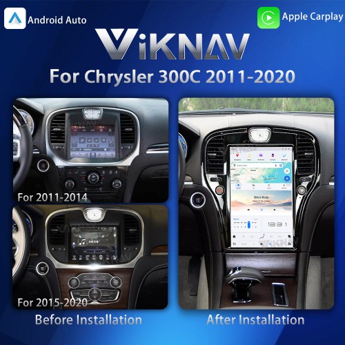 Viknav 14.4 Inch Car Radio for Chrysler 300C 2011-2020 Touch Screen Upgrade Android 13 Head Unit Wireless Carplay Car GPS Navigation Multimedia Player