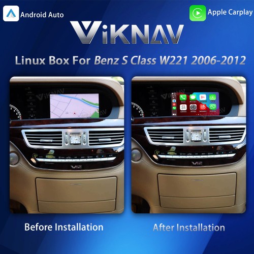 Viknav Linux System Interface Box For Benz S Class W221 2006-2012 Wireless Apple CarPlay Android Auto Stereo Only Support Original Car Screen