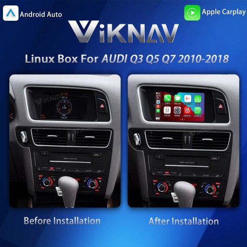 Viknav Linux System Interface Box For AUDI Q3 Q5 Q7 2010-2018 MMI 3G Wireless Apple CarPlay Android Auto Stereo Only Support Original Car Screen