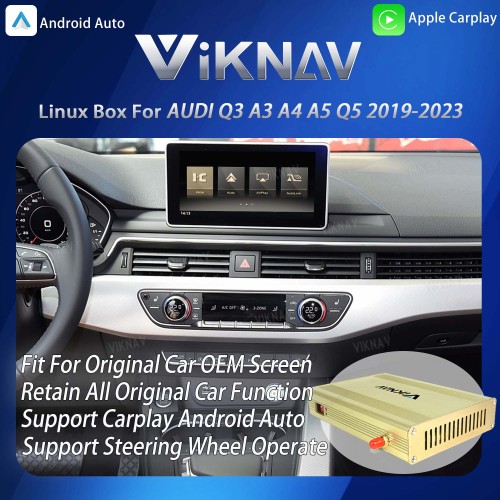 Viknav Linux System Interface Box For AUDI Q3 A3 A4 A5 Q5 2019-2023 MIB3 Wireless Apple CarPlay Android Auto Stereo Only Support Original Car Screen