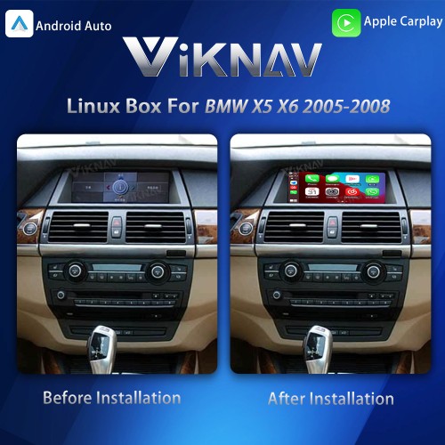 Viknav Linux System Interface Box For BMW X5 X6 2005-2008 CCC Wireless Apple CarPlay Android Auto Stereo Only Support Original Car Screen