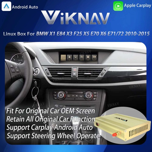 Viknav Linux System Interface Box For BMW X1 E84 X3 F25 X5 E70 X6 E71/72 2010-2015 CIC Wireless Apple CarPlay Android Auto Stereo Only Support Original Car Screen