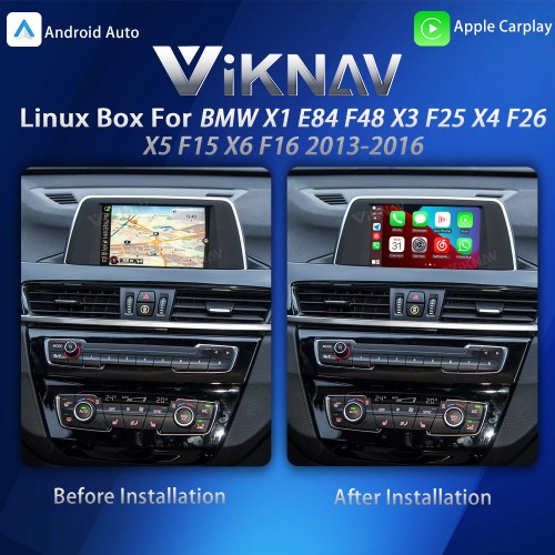 Viknav Linux System Interface Box For BMW X1 E84 F48 X3 F25 X4 F26 X5 F15 X6 F16 2013-2016 NBT Wireless Apple CarPlay Android Auto Stereo Only Support Original Car Screen