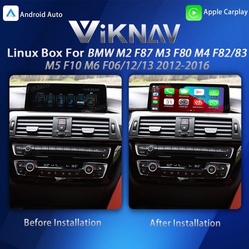 Viknav Linux System Interface Box For BMW M2 F87 M3 F80 M4 F82/83 M5 F10 M6 F06/12/13 2012-2016 NBT Wireless Apple CarPlay Android Auto Stereo Only Support Original Car Screen