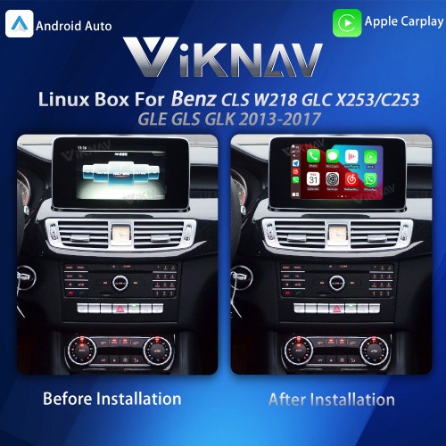 Viknav Linux System Interface Box For Benz CLS W218 GLK GLC X253/C253 GLE GLS Class 2013-2017 Wireless Apple CarPlay Android Auto Stereo Only Support Original Car Radio Screen(NTG5.0/5.1)